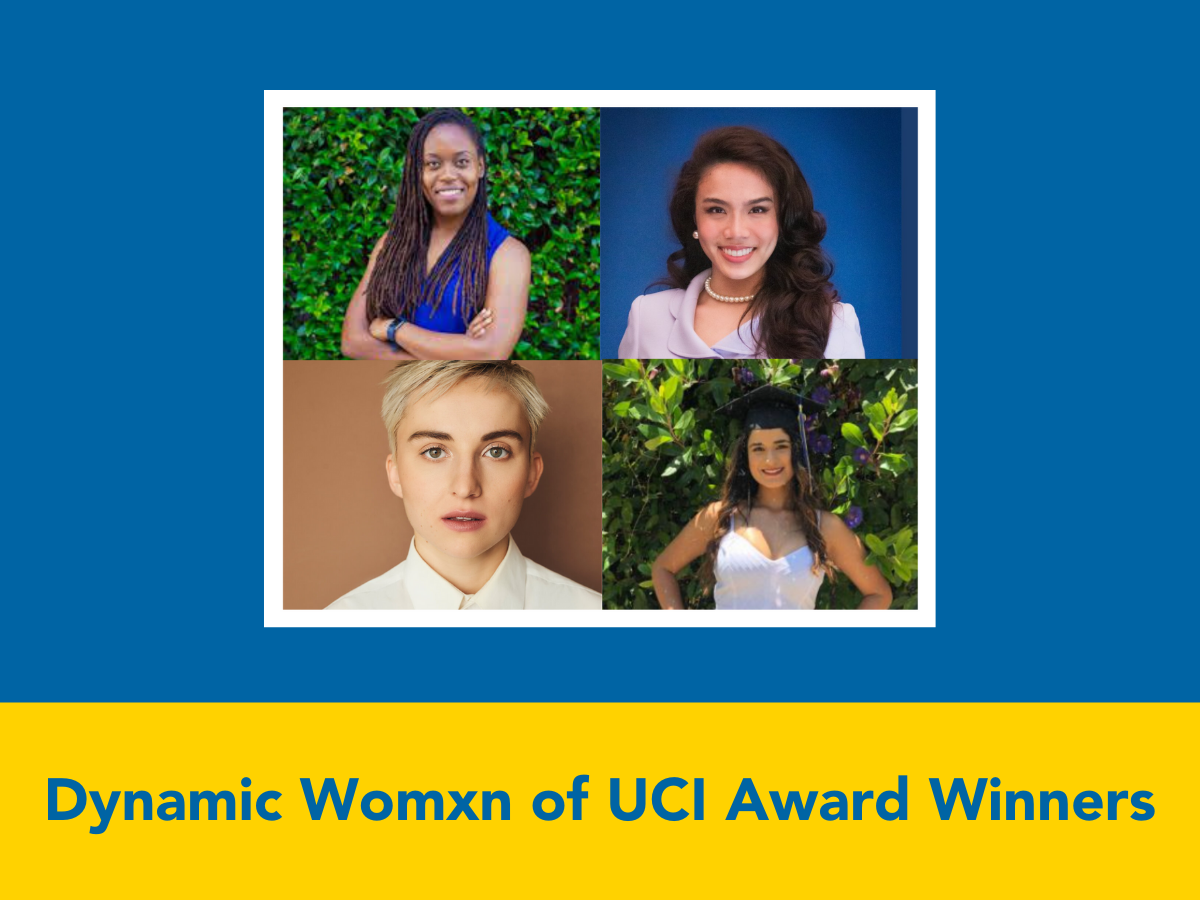 Photo of four students who won the 2021 UCI Dynamic Womxn of the Year awards